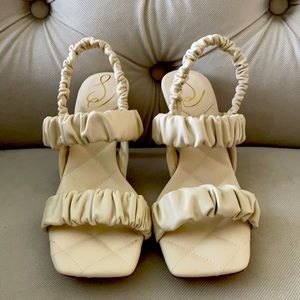 Marlena ruched sling back sandle ivory